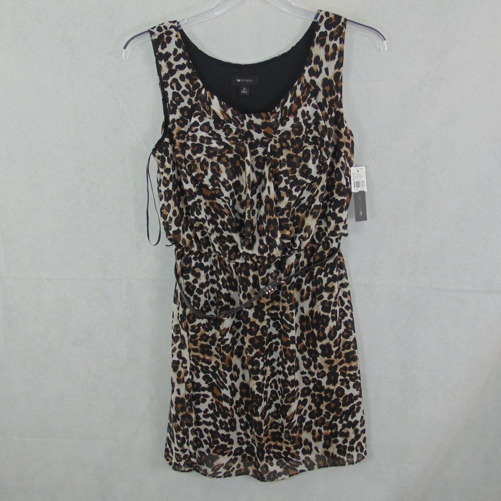 AB Studio Cheetah Print elastic waist dress / belt